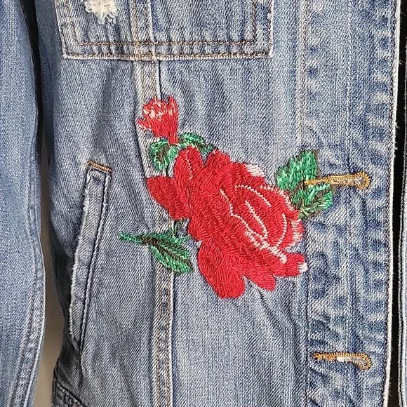 Hidden Jeans Embroidered Oversized Jean Jacket SZ XS - Picture 6 of 10